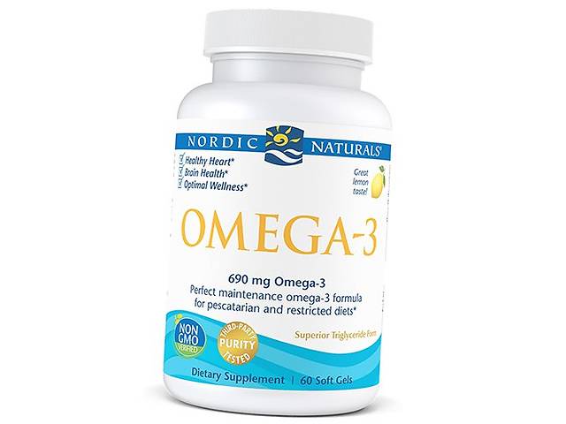 Омега-3 в рыбном желатине Omega-3 in Fish Gelatin Nordic Naturals 60гелкапс Лимон (67352042)