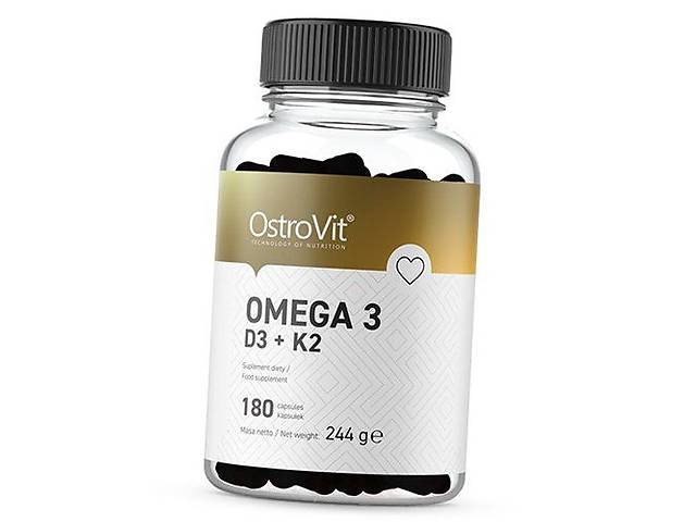 Омега 3 Витамины Д3 К2 Omega 3 D3+K2 Ostrovit 180капс (67250006)