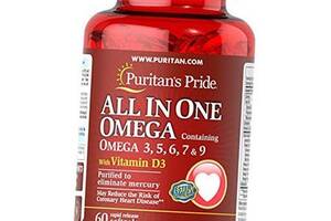 Омега Комплекс All In One Omega 3-5-6-7 & 9 with Vitamin D3 Puritan's Pride 60гелкапс (67367001)