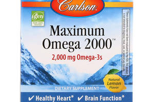 Омега с натуральным вкусом лимона Maximum Omega 2000 Carlson Labs 2000 мг 30 гелевых капсул