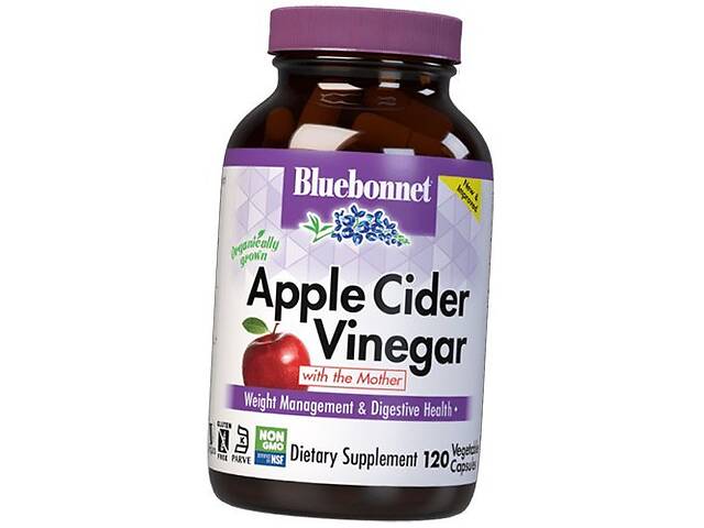 Органический яблочный уксус Bluebonnet Nutrition Apple Cider Vinegar 120 вегкапс (72393013)