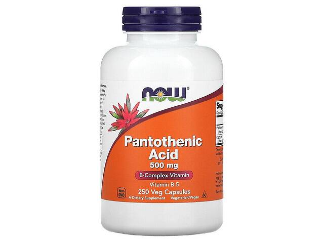 Пантотеновая кислота Pantothenic Acid Now Foods 500 мг 250 растительных капсул