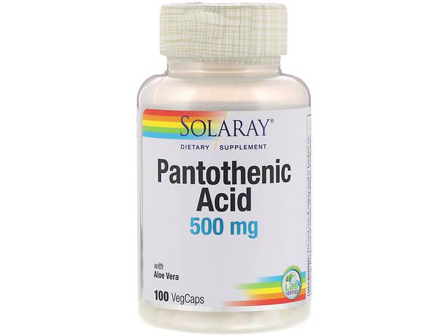 Пантотеновая кислота Pantothenic Acid Solaray 500 мг 100 вегетарианских капсул