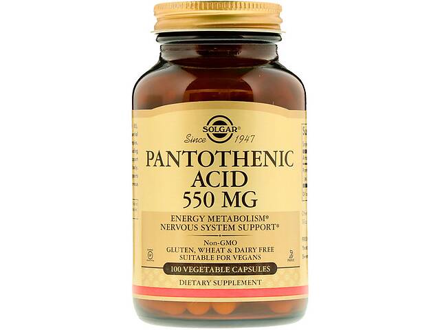 Пантотеновая кислота Solgar Pantothenic Acid 550 mg 100 Veg Caps