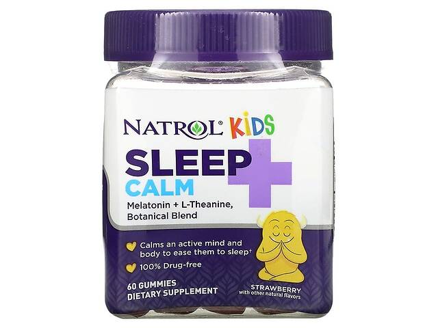 Поддержка сна для детей с 4 лет Sleep + Calm, Natrol вкус клубники 60 жевательных конфет
