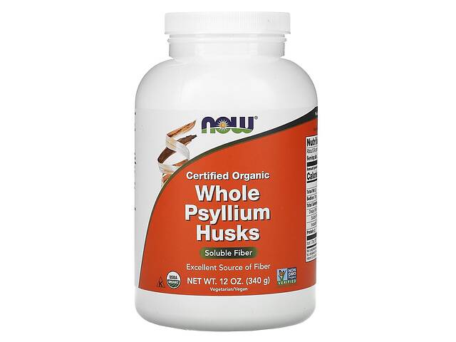 Подорожник органический Whole Psyllium Husks Now Foods цельная шелуха 340 г