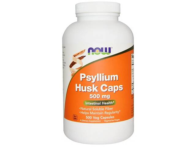 Подорожник (Псилиум), Psyllium Husks, Now Foods, 500 мг, 500 капсул