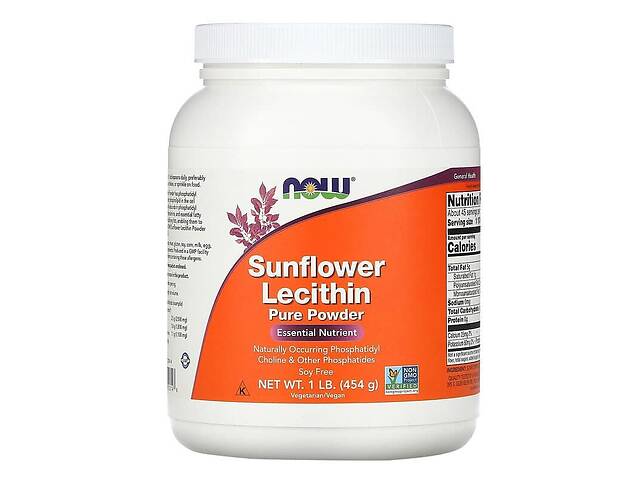 Подсолнечный лецитин Sunflower Lecithin Now Foods чистый порошок 454 г