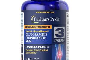 Препарат для суставов и связок Puritan's Pride Double Strength Glucosamine, Chondroitin & MSM 240 Caplets PTP-27814