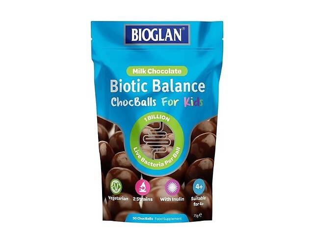 Пробиотик Bioglan Biotic Balance Chocballs For Kids 30 Chewable Tabs Chocolate