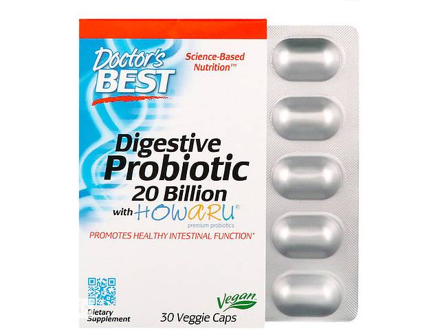 Пробиотик Doctor's Best Digestive Probiotic with Howaru 20 Billion CFU 30 Veg Caps DRB-00362