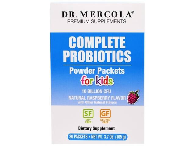 Пробиотик Dr. Mercola Complete Probiotics Powder Packets for Kids 30 packs 3,5 g Natural Raspberry Flavor MCL-01198