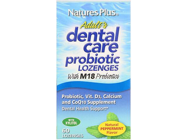 Пробиотик Nature's Plus Adult's Dental Care Probiotic 60 Lozenges Natural Peppermint Flavor NAP-04383