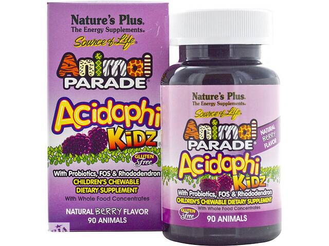Пробиотик Nature's Plus Animal Parade Acidophi Kidz 90 Chewable Tabs Berry Flavor