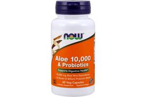 Пробиотик NOW Foods Aloe 10,000 & Probiotics 60 Veg Caps