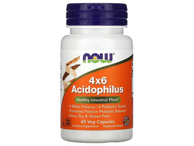 Пробиотики 4x6 Acidophilus Now Foods 60 растительных капсул