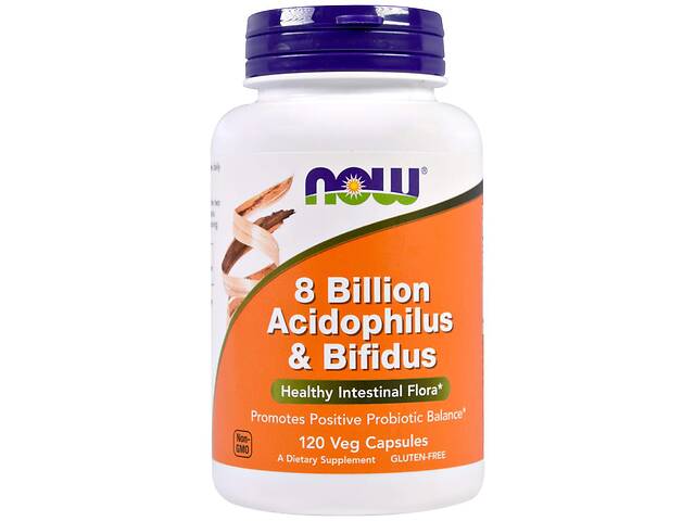 Пробиотики Acidophilus Bifidus Now Foods 8 млрд КОЕ 120 вегетарианских капсул