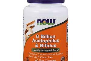 Пробиотики Acidophilus Bifidus Now Foods 8 млрд КОЕ 60 вегетарианских капсул