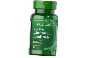 Пиколинат Хрома без дрожжей Chromium Picolinate 800 Puritan's Pride 90таб (36367173)