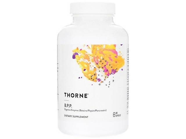 Пищеварительные ферменты Thorne Research B.P.P. (Betaine/Pepsin/Pancreatin), Digestive Enzymes 180 Caps THR-41002