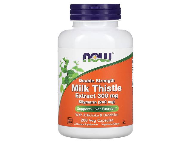 Расторопша силимарин Milk Thistle Now Foods экстракт двойная сила 300 мг 200 вегетарианских капсул