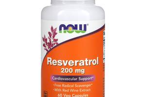 Ресвератрол (Resveratrol) Now Foods 200 мг 60 вегетарианских капсул