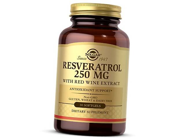 Ресвератрол с Экстрактом Красного Вина Resveratrol 250 Solgar 60гелкапс (70313007)