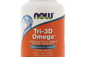 Рыбий жир + Д3, Tri-3D Omega, Now Foods, 90 желатиновых капсул