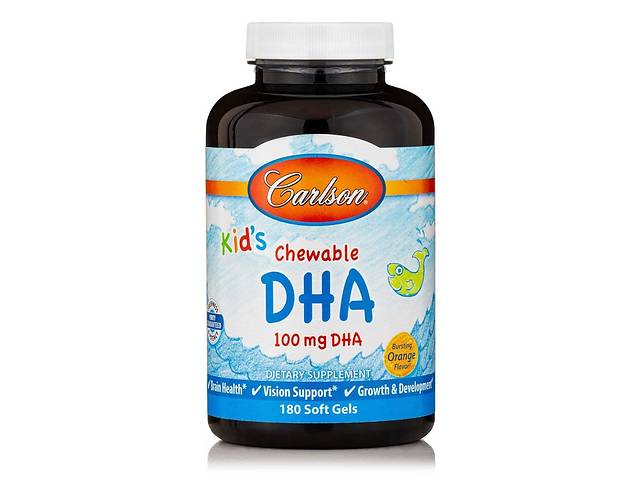 Рыбий жир для детей Kids Chewable DHA Carlson Labs апельсин 100 мг 180 гелевых капсул