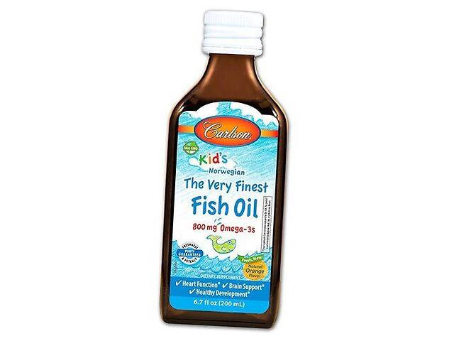 Рыбий жир для детей The Very Finest Fish Oil for Kids Carlson Labs 200мл Апельсин (67353023)