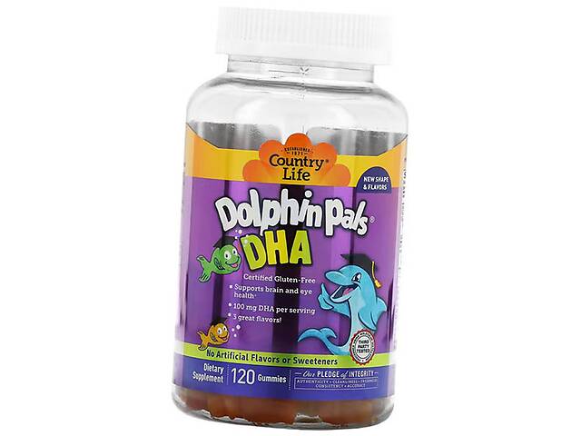 Рыбий жир для детей в форме Дельфинчиков Dolphin Pals DHA Country Life 120таб (67124007)