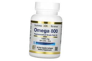 Рыбий Жир фармацевтического качества Omega 800 Pharmaceutical Grade Fish Oil California Gold Nutrition 30гелкапс