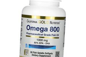 Рыбий Жир фармацевтического качества Omega 800 Pharmaceutical Grade Fish Oil California Gold Nutrition 30гелкапс