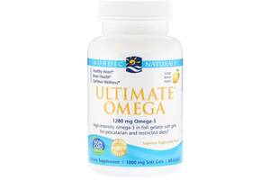 Рыбий Жир Nordic Naturals Ultimate Omega 1000 мг Вкус Лимона 60 мягких капсул