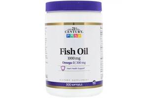 Рыбий жир Омега-3 1000 мг 21st Century 300 мягких таблеток (CEN22921)