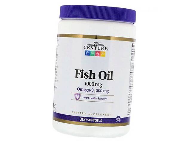 Рыбий жир Омега 3 для сердца Fish Oil 1000 21st Century 300гелкапс (67440003)