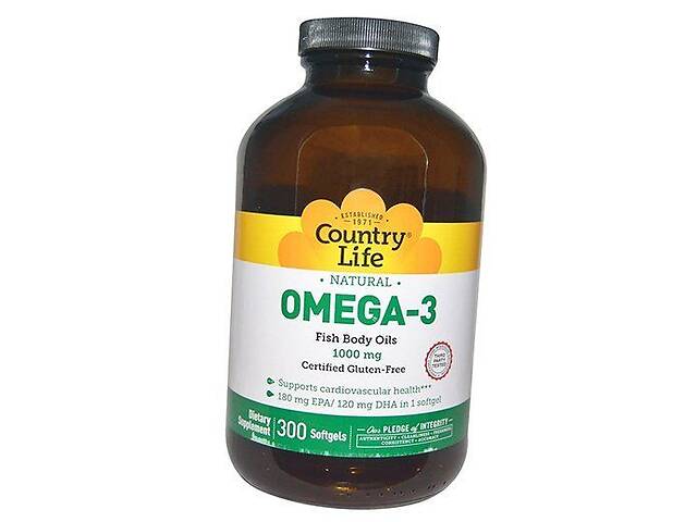 Рыбий жир Омега 3 Omega-3 Fish Body Oil Country Life 300гелкапс (67124003)