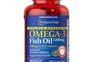 Рыбий жир Омега-3 Puritan's Pride Omega-3 Fish Oil Double Strength 1200 mg 90 Softgels