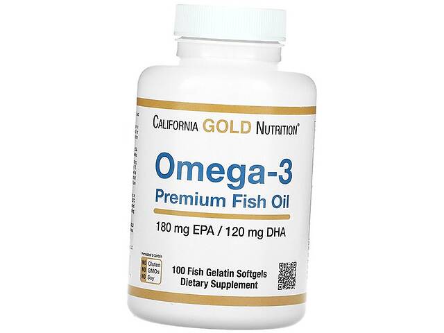 Рыбий Жир премиального качества Omega-3 Premium Fish Oil California Gold Nutrition 100гелкапс (67427003)