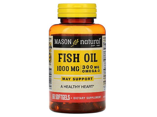 Рыбий жир с Омега-3 Omega-3 Fish Oil Mason Natural 60 гелевых капсул