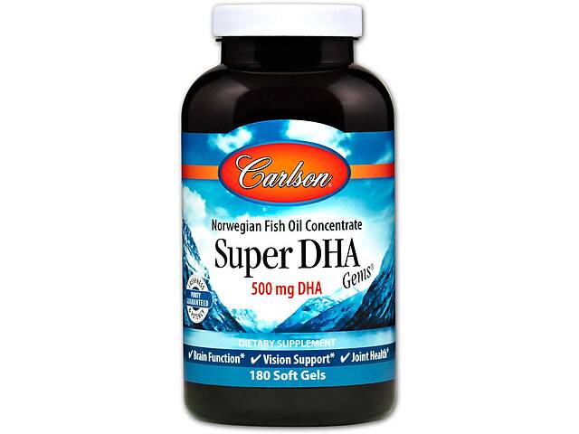 Рыбий жир Super-DHA Gems Carlson Labs 500 мг 180 капсул