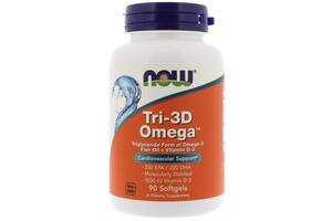 Рыбий жир в капсулах + Д3 Tri-3D Omega Now Foods 330 EPA/220 DHA 90 гелевых капсул