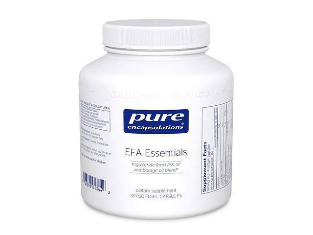 Рыбий жир в триглицеридной форме с маслом огуречника EFA Essentials Pure Encapsulations 120 капсул