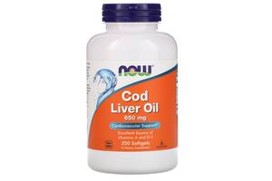 Рыбий жир из печени трески Cod Liver Oil Now Foods 650 мг 250 гелевых капсул