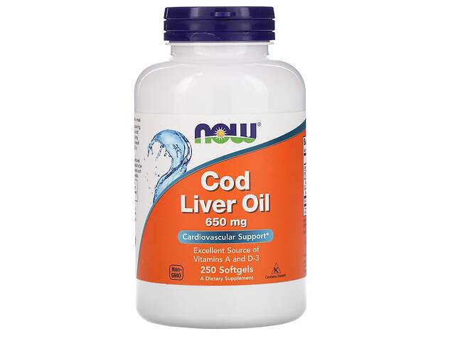 Рыбий жир из печени трески Cod Liver Oil Now Foods 650 мг 250 гелевых капсул