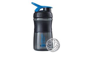 Шейкер спортивный бутылка BlenderBottle SportMixer 20oz/590ml Black/Cyan Original