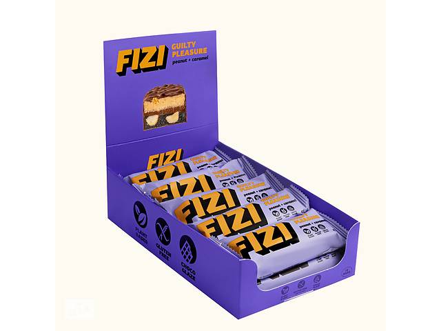 Шоколадный батончик без глютена FIZI Peanut caramel 45 г х 10 шт Веган (4820262540047)