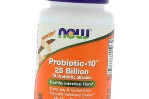 Суміш Пробіотиків, Probiotic-10 25 Billion, Now Foods 50вегкапс (69128010)