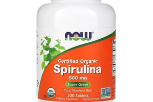 Спирулина Now Foods сертифицированная органическая 500 мг 500 таблеток