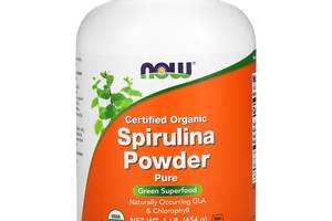 Спирулина сертифицированный органический порошок Spirulina Now Foods 454 г